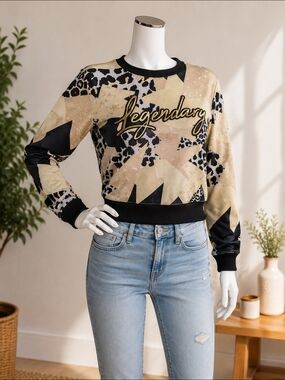 Switch Remarkable “Legendary” Leopard Star Velour Sweatshirt S Y2K